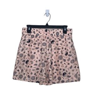 J Crew Pull-On Sandwashed Pink Silk Paisley Drawstring Shorts